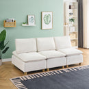 88-inch simple, modern and ultra-comfortable straight-row three-seater off-white flannel sofa is suitable for living rooms, bedrooms and balconies.