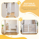 Adjustable Wooden Pet Gate, Freestanding Dog Fence for Doorway, Hall, 3 Panels w/ Safety Barrier, Lockable Door, White, 44.5"-65.25" L x 14.25" H