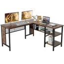 Industrial L-Shaped Corner Computer Desk Office Workstation with Storage Shelves by LJGDeals