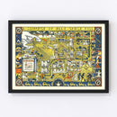 Vintage Blue Serge Hill Texas Womens University Map 1928