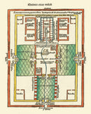 Vintage Map of Ezekiel's Temple 1493
