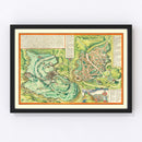 Vintage Map of Jerusalem, Israel 1572