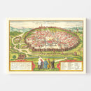 Vintage Map of Jerusalem, Israel 1582
