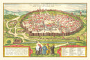 Vintage Map of Jerusalem, Israel 1582