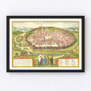 Vintage Map of Jerusalem, Israel 1582