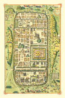 Vintage Map of Jerusalem, Israel 1588