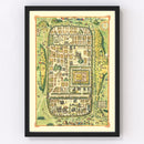 Vintage Map of Jerusalem, Israel 1588