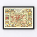 Vintage Map of Jerusalem, Israel 1643
