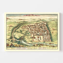 Vintage Map of Jerusalem, Israel 1677