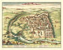 Vintage Map of Jerusalem, Israel 1677