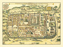 Vintage Map of Jerusalem, Israel 1736