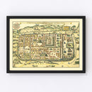 Vintage Map of Jerusalem, Israel 1736