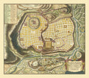 Vintage Map of Jerusalem, Israel 1736