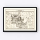 Vintage Map of Jerusalem, Israel 1860