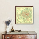 Vintage Map of Jerusalem, Israel 1955