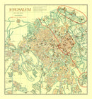 Vintage Map of Jerusalem, Israel 1955