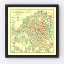 Vintage Map of Jerusalem, Israel 1955