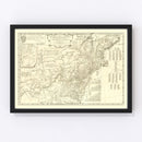 Vintage Map of the Middle British Colonies in North America 1755
