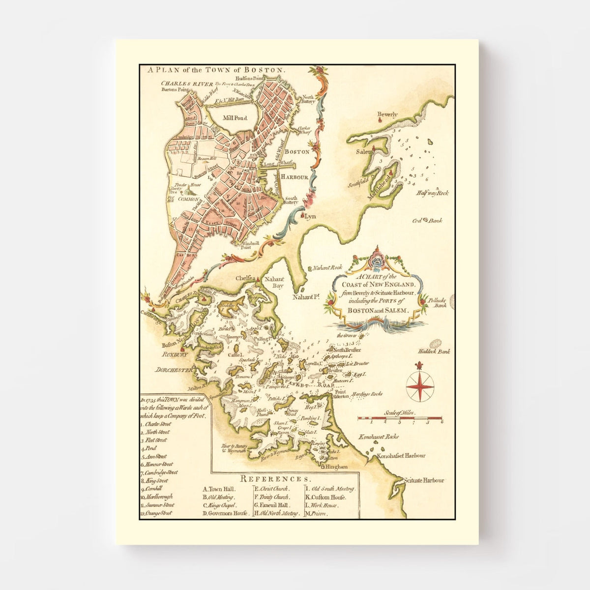 Vintage Map of Boston, Massachusetts 1774, photo 4 of 5