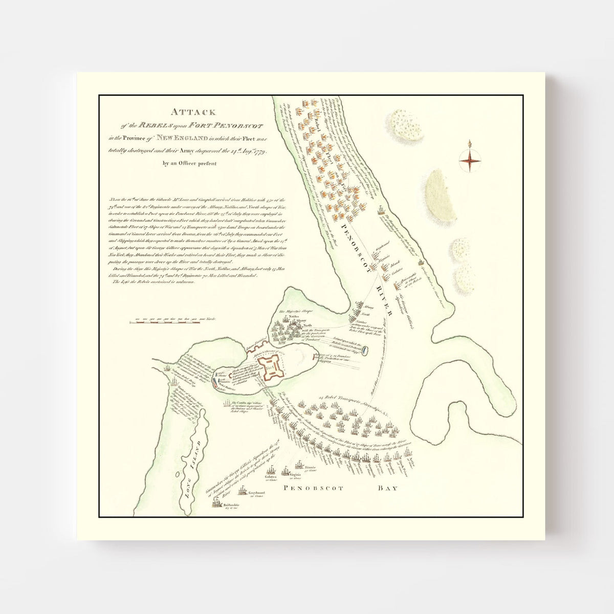 Vintage Fort Penobscot Map 1785, photo 4 of 5