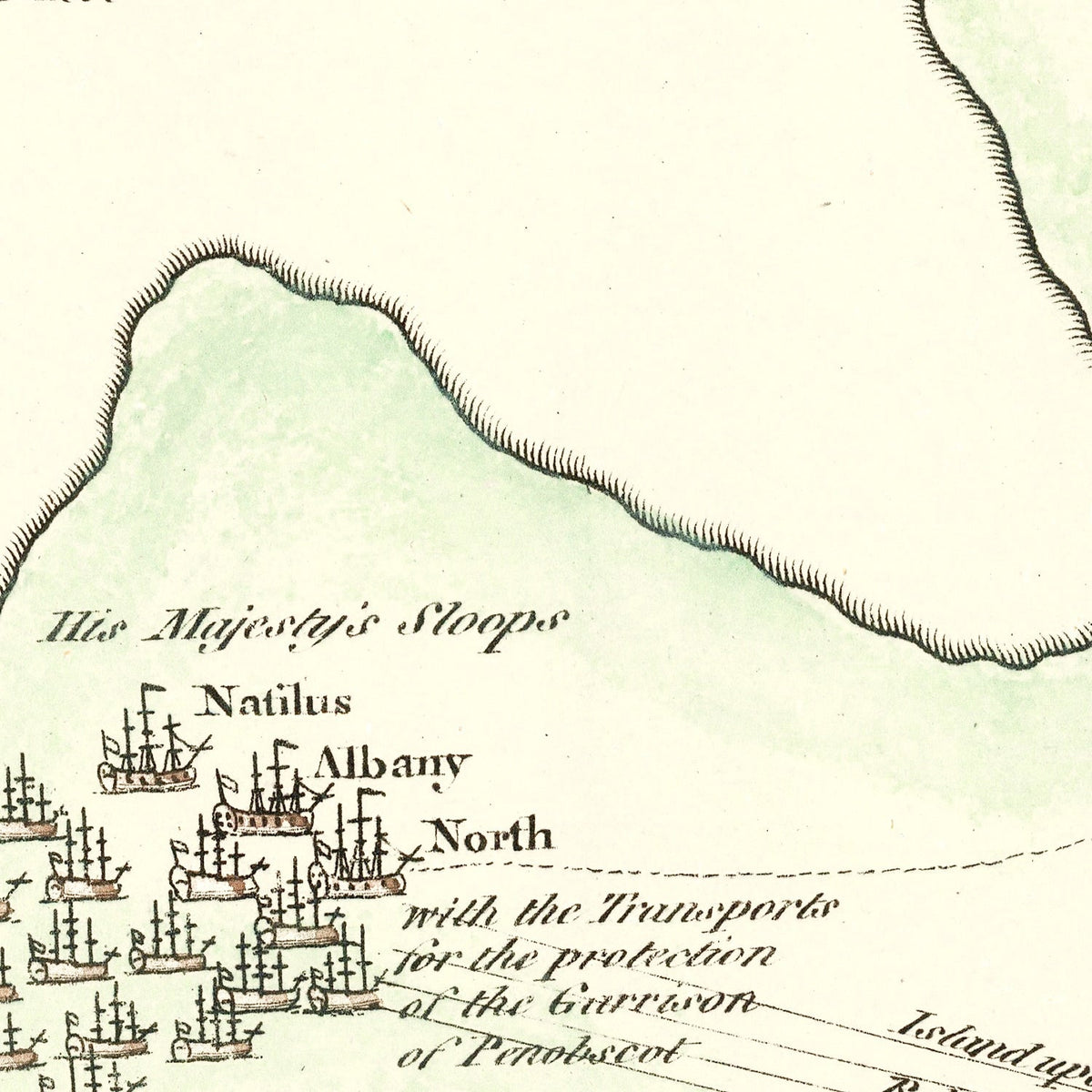 Vintage Fort Penobscot Map 1785, photo 2 of 5