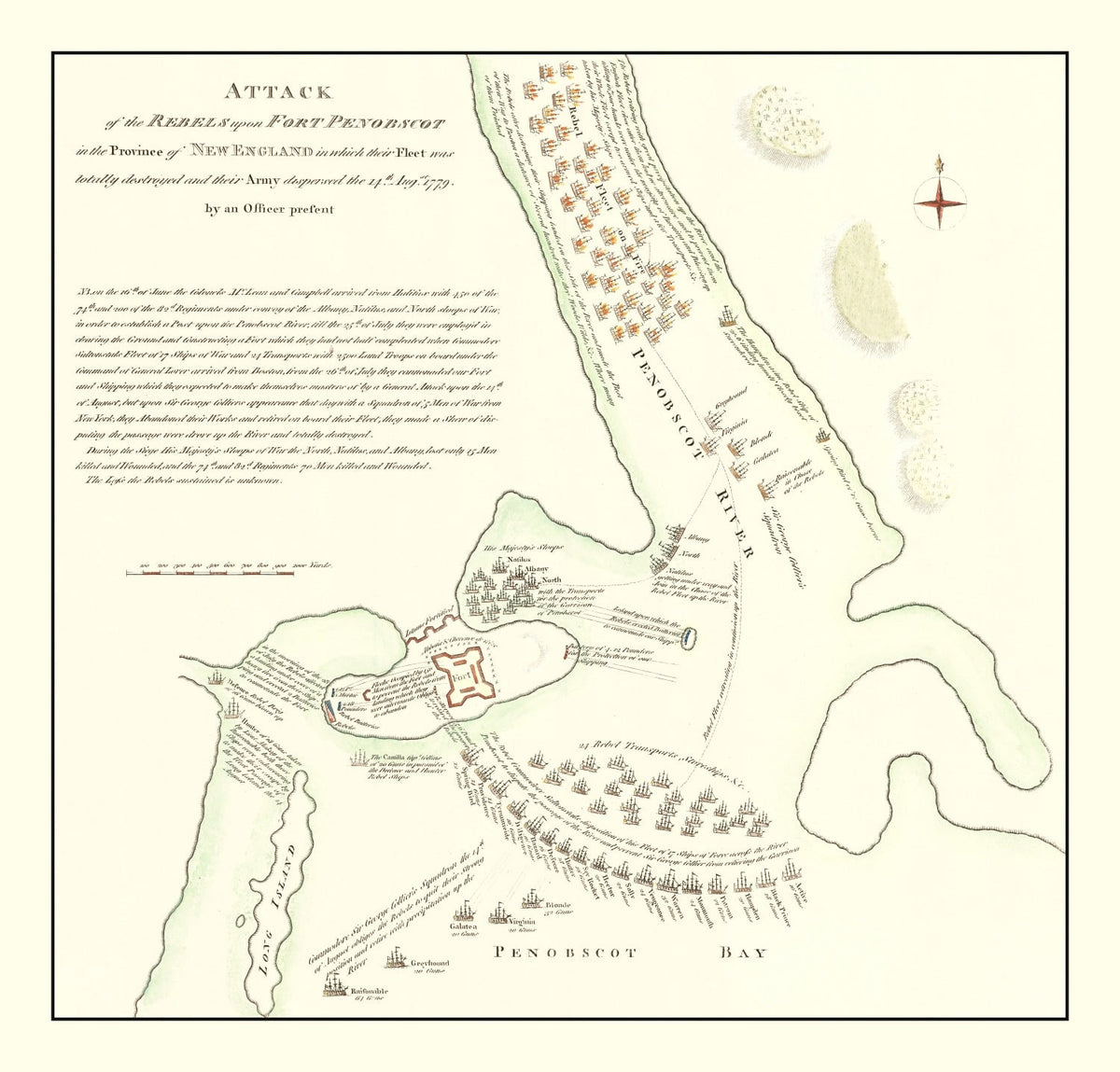 Vintage Fort Penobscot Map 1785, photo 5 of 5