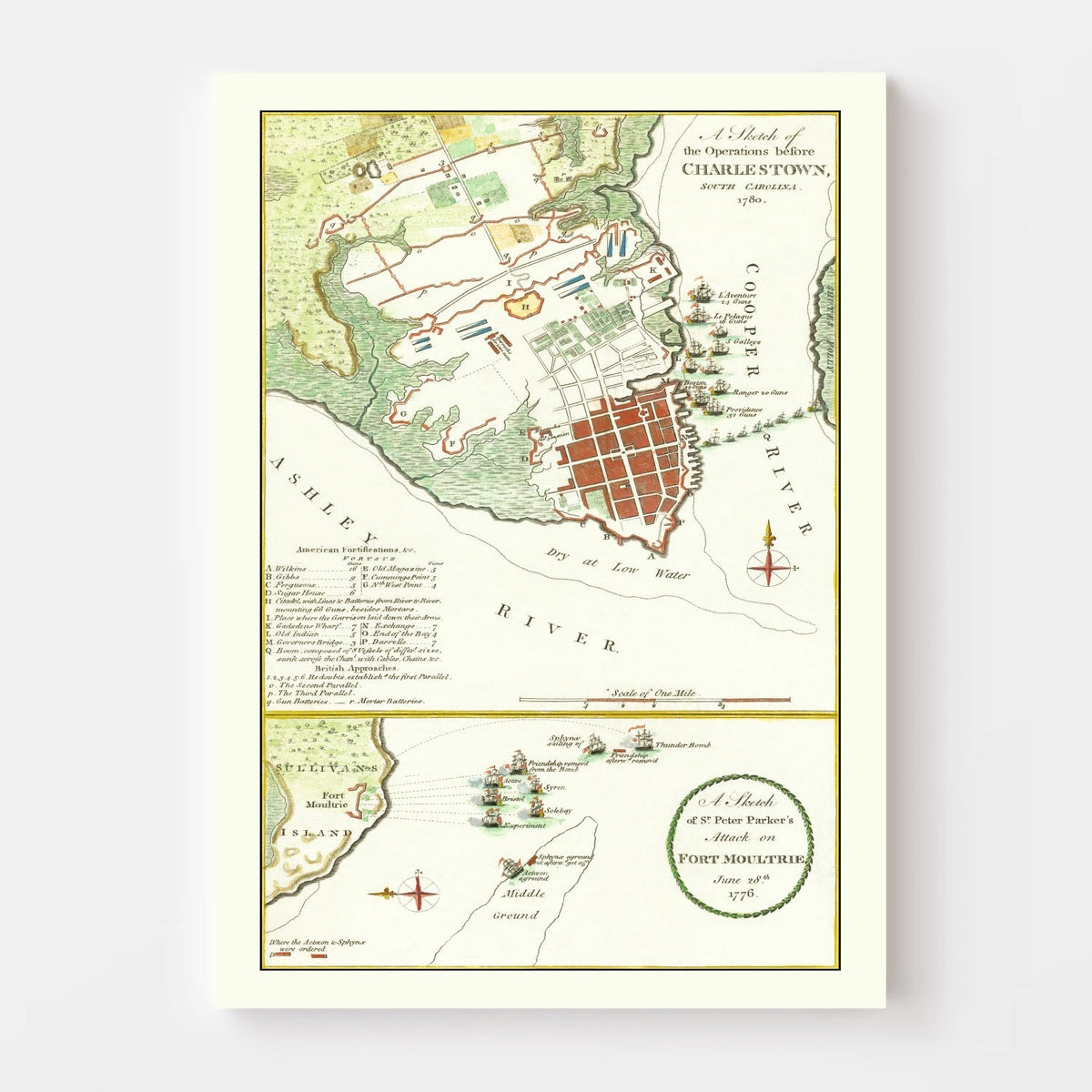 Vintage Fort Moultrie Map 1780, photo 4 of 5