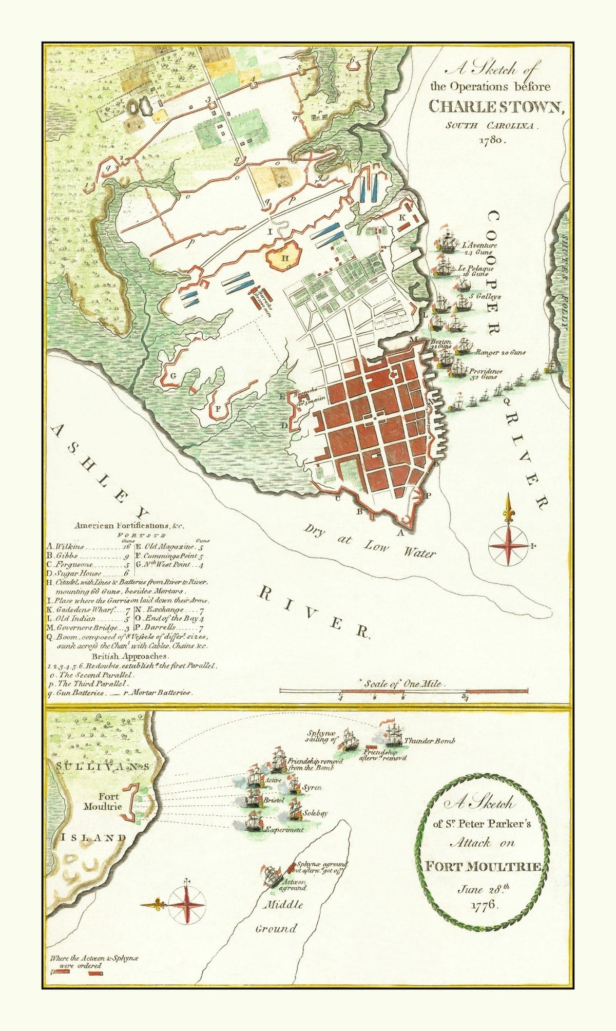 Vintage Fort Moultrie Map 1780, photo 5 of 5