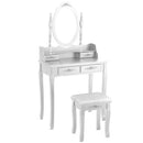 Wood Vanity Table Set with Oval Mirror and 4 Drawers for Kids Girls Women-White by LJGDeals