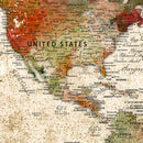 Grunge Personalized World Map Wall Art Canvas Print – Custom