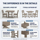 Antique Wood HDPE Outdoor Patio Dining Set, 37.8 in. Square Table with 2 Chairs by HouseOfZazla