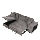 Modern L-Shape 3 Seat Reversible Sectional Couch, Pull Out Sleeper Sofa With Storage Chaise And 2 Stools For Living Room Furniture Set by HouseOfZazla
