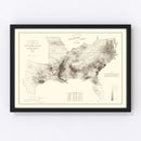 Vintage Map of Slaves in the Southern States 1861