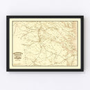 Vintage Seat of War Near Richmond, VA Map 1862
