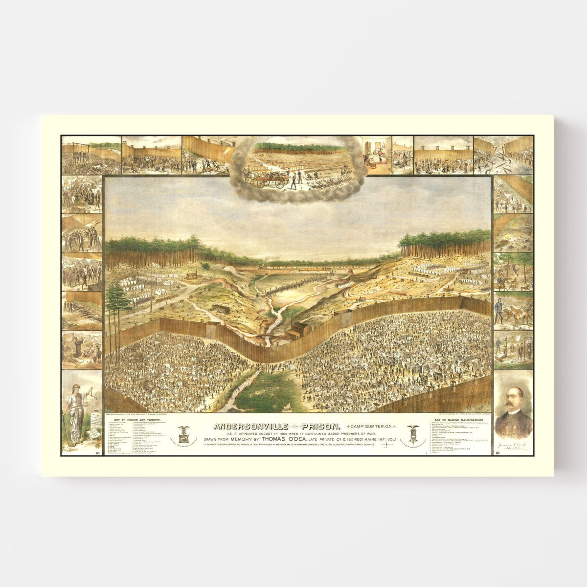 Vintage Andersonville Prison Map 1885, photo 4 of 5