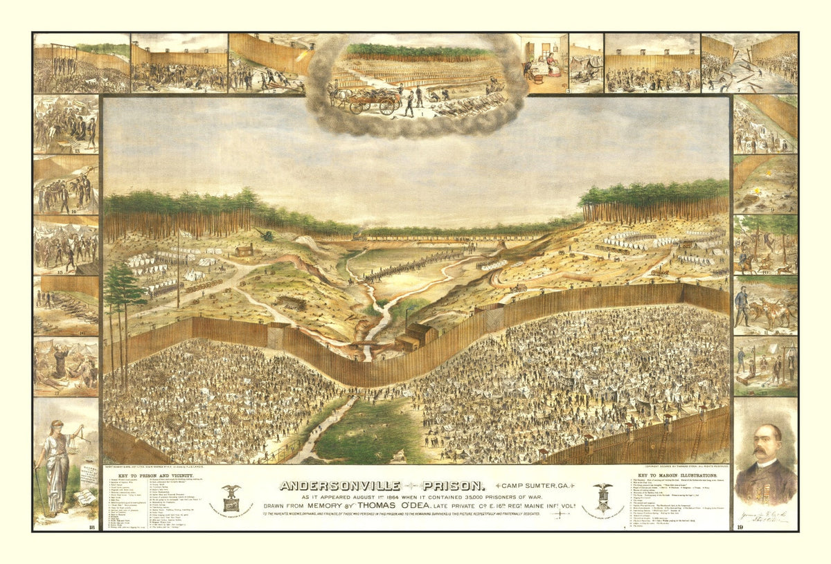 Vintage Andersonville Prison Map 1885, photo 5 of 5