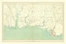 Vintage Civil War Gulf Coast Topographic Map 1893