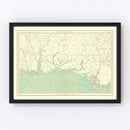 Vintage Civil War Gulf Coast Topographic Map 1893