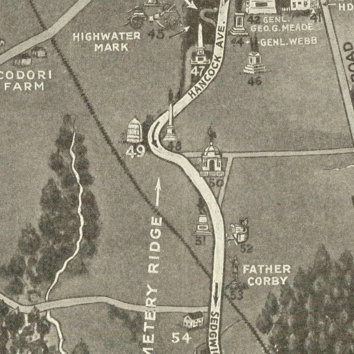 Vintage Gettysburg Battlefield Map 1936, photo 2 of 5