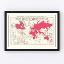 Vintage World War I United States Map 1914