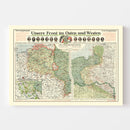 Vintage German Front in World War I Map 1915