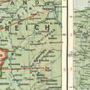 Vintage German Front in World War I Map 1915