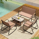 4 Pieces Patio Furniture Set with Rocking Bistro Chairs and Breathable Mesh Fabric-Coffee by LJGDeals