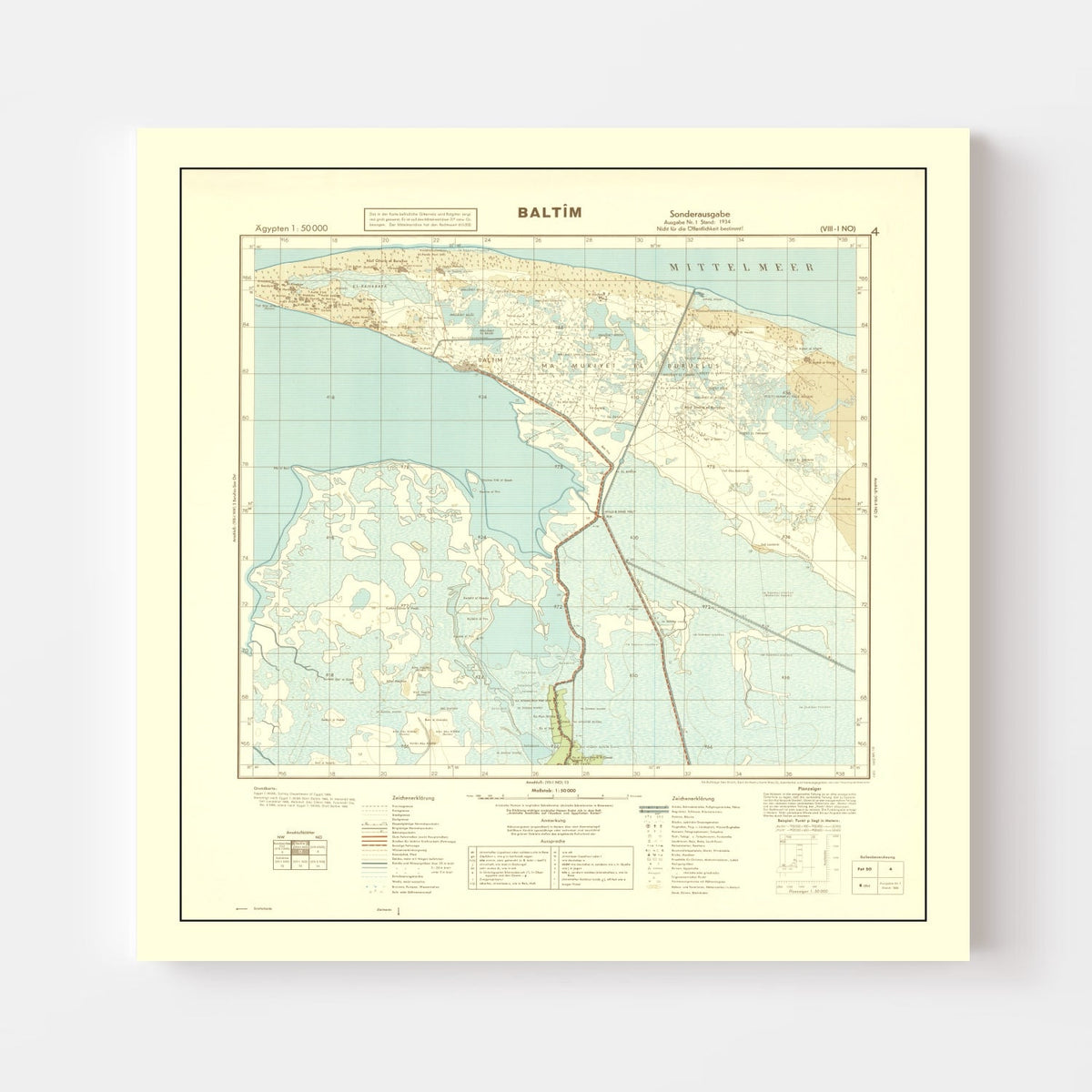 Vintage World War II Egypt Map 1934, photo 4 of 5