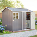8'x6' Large Steel Storage Shed with Window, Lockable Doors & Sloped Roof, Heavy Duty Outdoor Tool Shed for Garden, Patio, Backyard, Lawn - Dark Gray by Montret