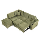 87.4" Sleeper Sofa Bed,2 in 1 Pull Out sofa bed L Shape Couch with Storage Ottoman for Living Room,Bedroom Couch and Small Apartment, Green