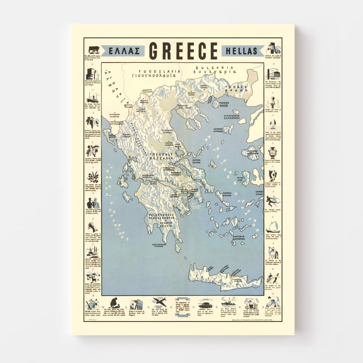 Vintage Greece World War II Map 1942, photo 4 of 5