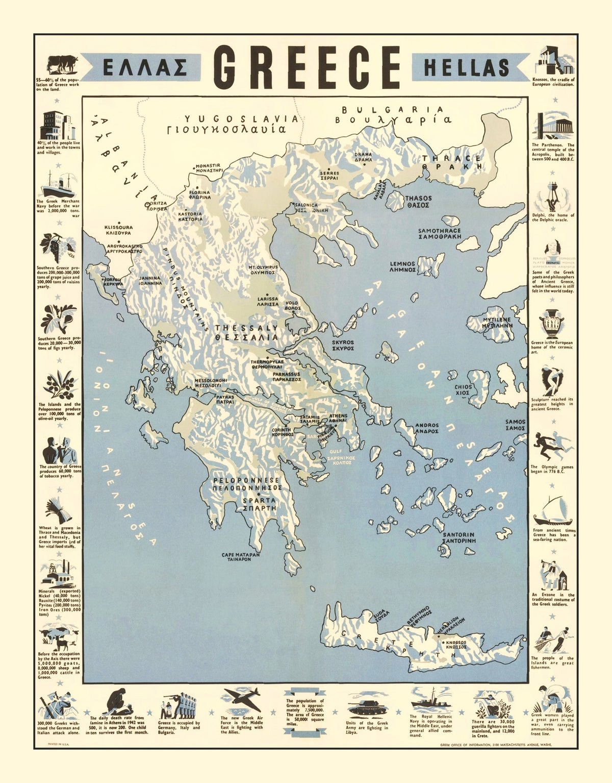 Vintage Greece World War II Map 1942, photo 5 of 5