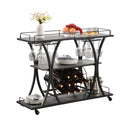 Industrial Bar Cart Kitchen Bar & Serving Cart For Home With Wheels 3 Tier Storage Shelves - Black / Gray by HouseOfZazla