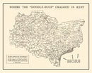 Vintage World War II Map of Doodle Bugs In Kent 1944